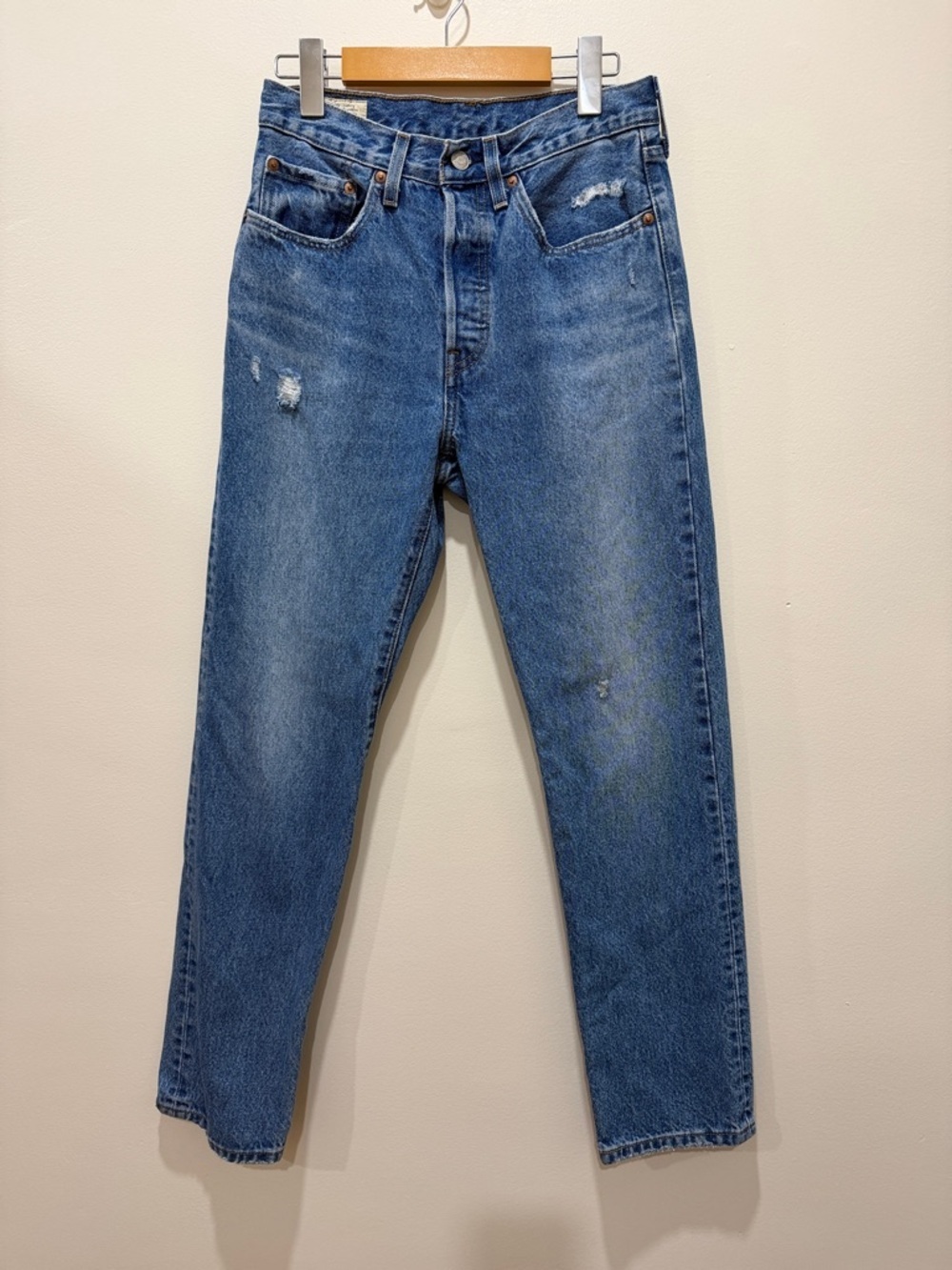 Levi's 501 High-Rise Blue Straight Jeans - Picture 3 of 12